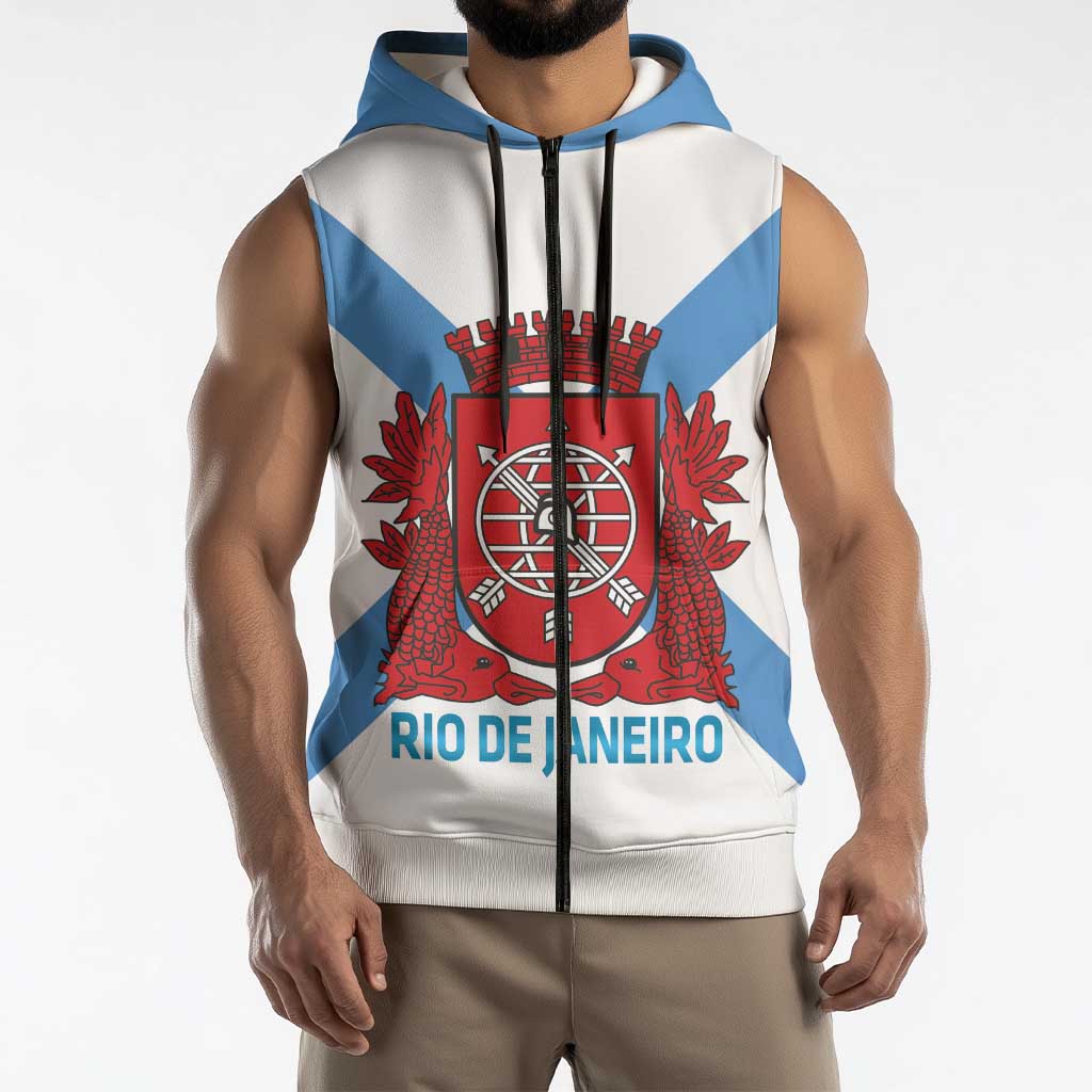 Rio de Janeiro Brazil Sleeveless Zip Hoodie Flag Style - Wonder Print Shop