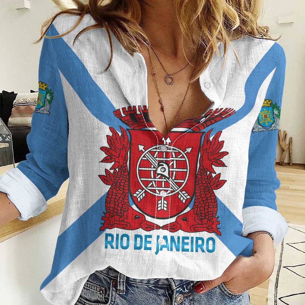 Rio de Janeiro Brazil Women Casual Shirt Flag Style - Wonder Print Shop