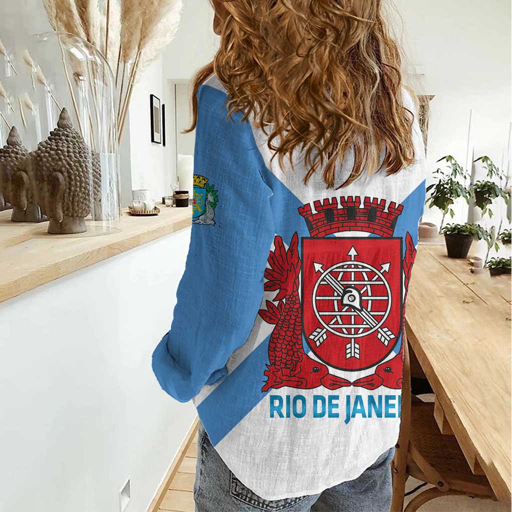 Rio de Janeiro Brazil Women Casual Shirt Flag Style - Wonder Print Shop