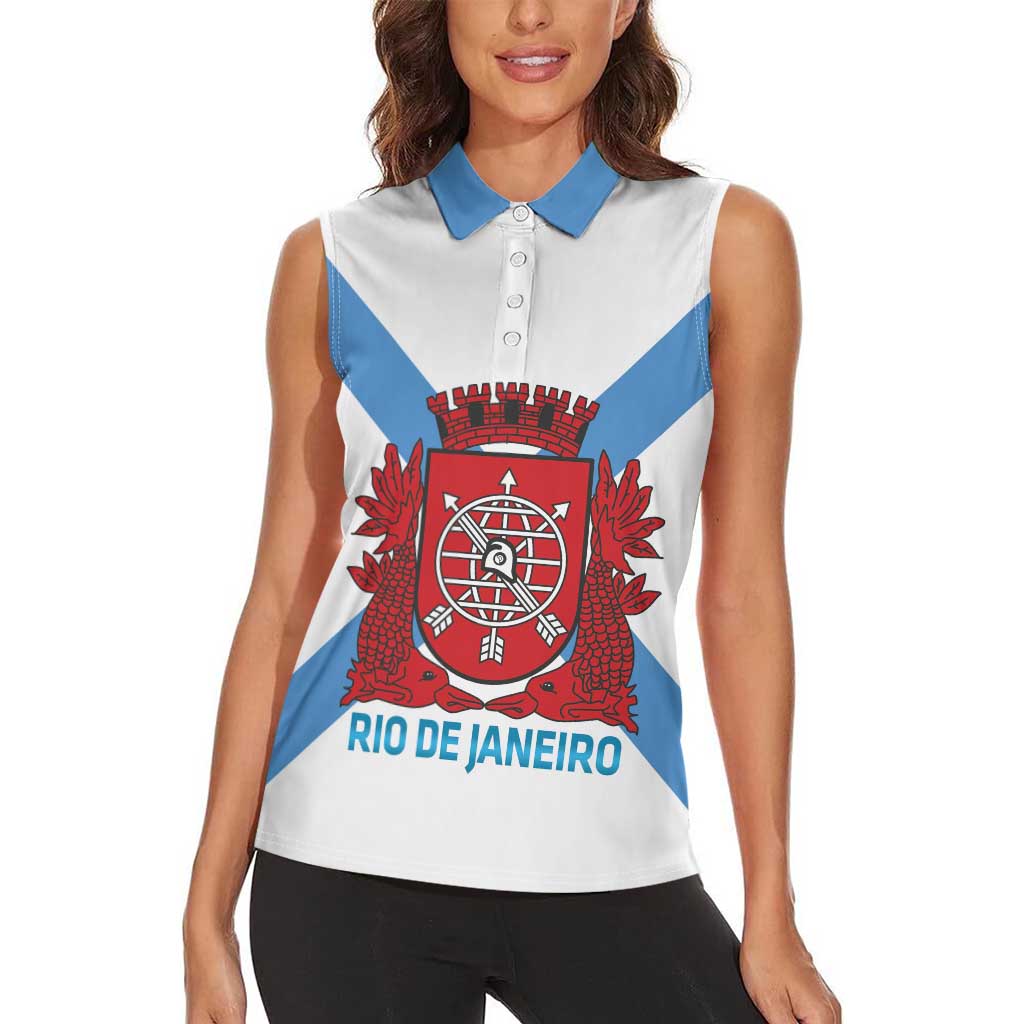 Rio de Janeiro Brazil Women Sleeveless Polo Shirt Flag Style - Wonder Print Shop