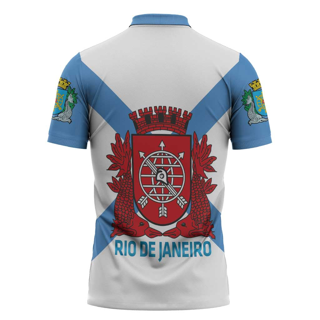 Rio de Janeiro Brazil Zipper Polo Shirt Flag Style - Wonder Print Shop