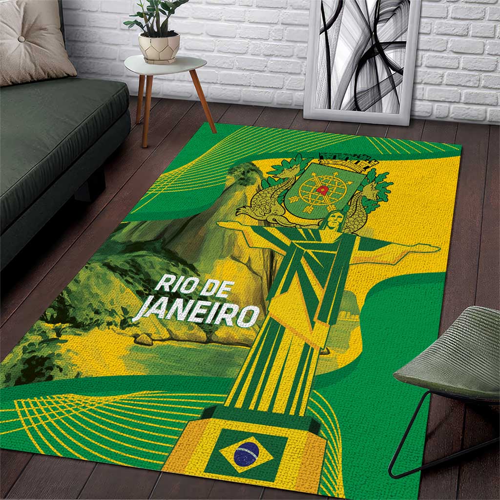 Rio de Janeiro Brazil Area Rug Christ the Redeemer Mix Sugarloaf Mountain - Wonder Print Shop