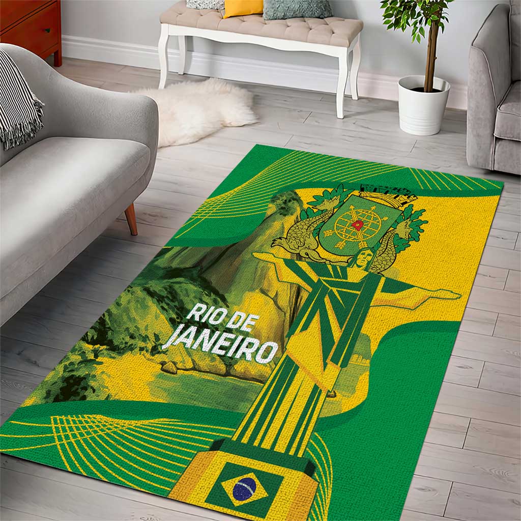 Rio de Janeiro Brazil Area Rug Christ the Redeemer Mix Sugarloaf Mountain - Wonder Print Shop