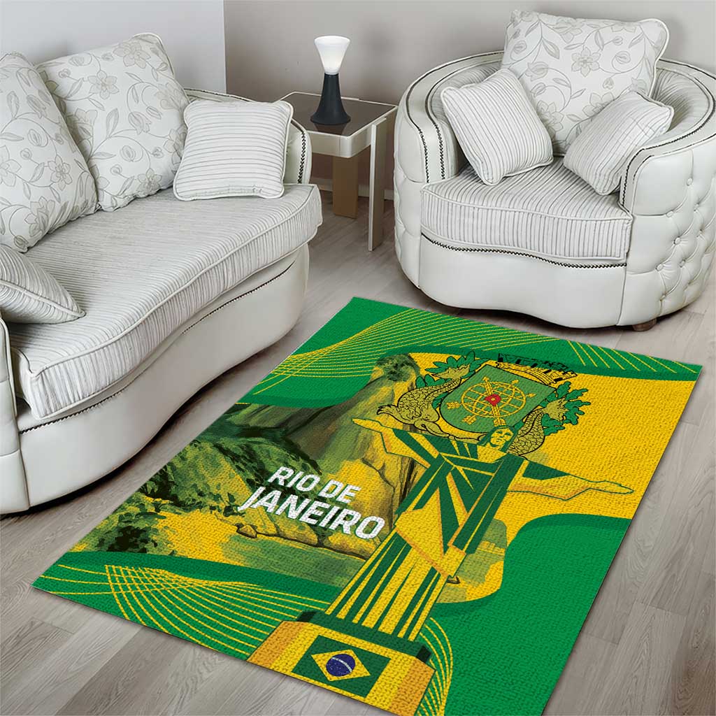Rio de Janeiro Brazil Area Rug Christ the Redeemer Mix Sugarloaf Mountain - Wonder Print Shop