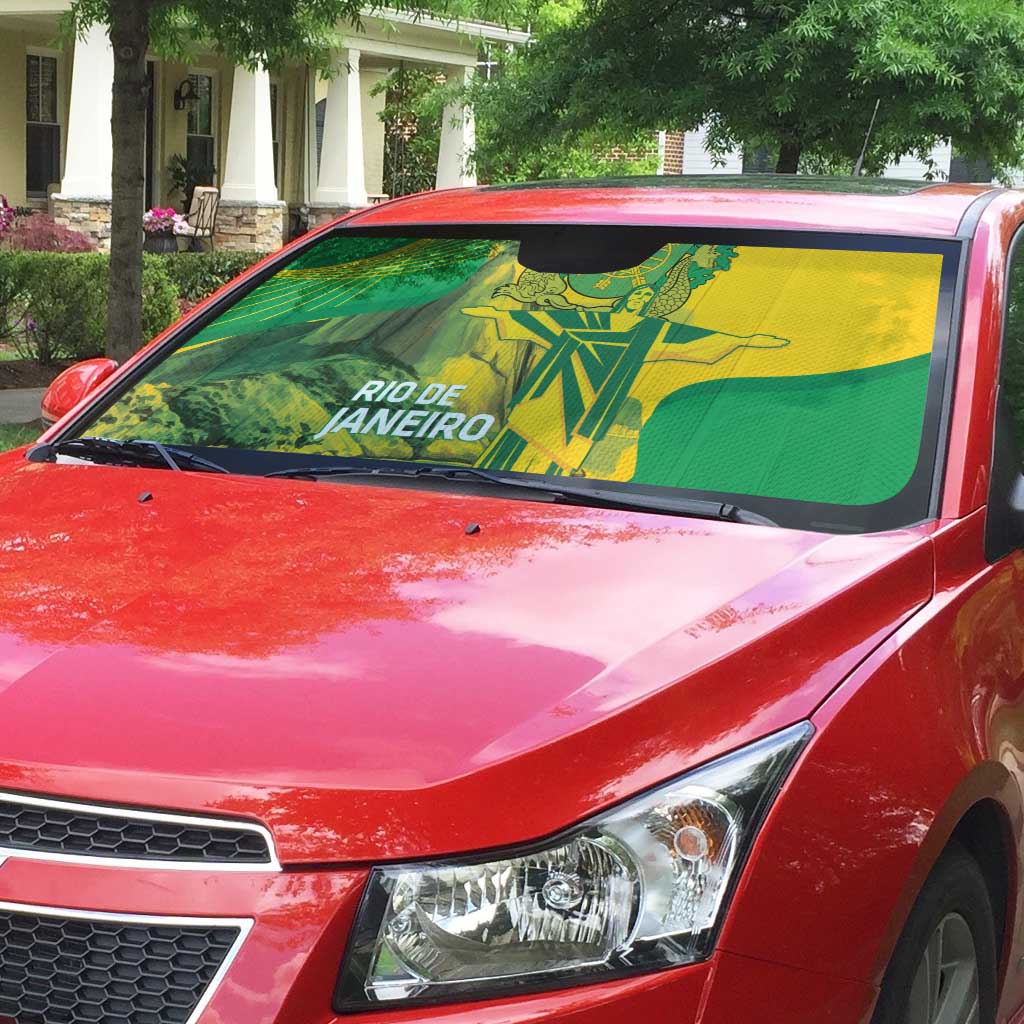 Rio de Janeiro Brazil Auto Sun Shade Christ the Redeemer Mix Sugarloaf Mountain - Wonder Print Shop