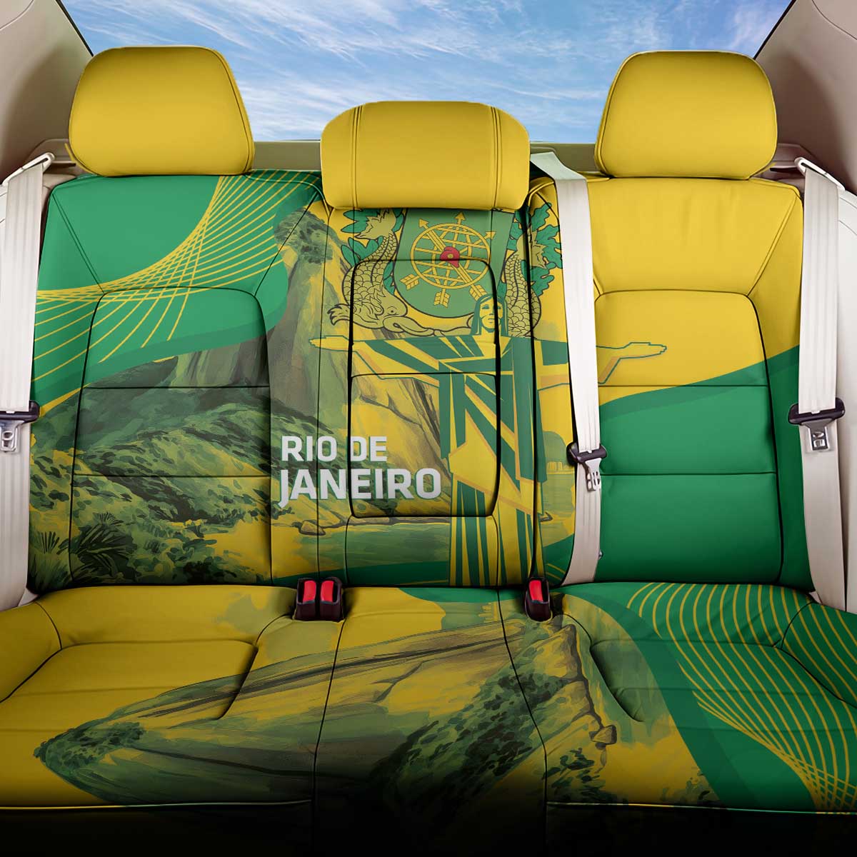 Rio de Janeiro Brazil Back Car Seat Cover Christ the Redeemer Mix Sugarloaf Mountain - Wonder Print Shop
