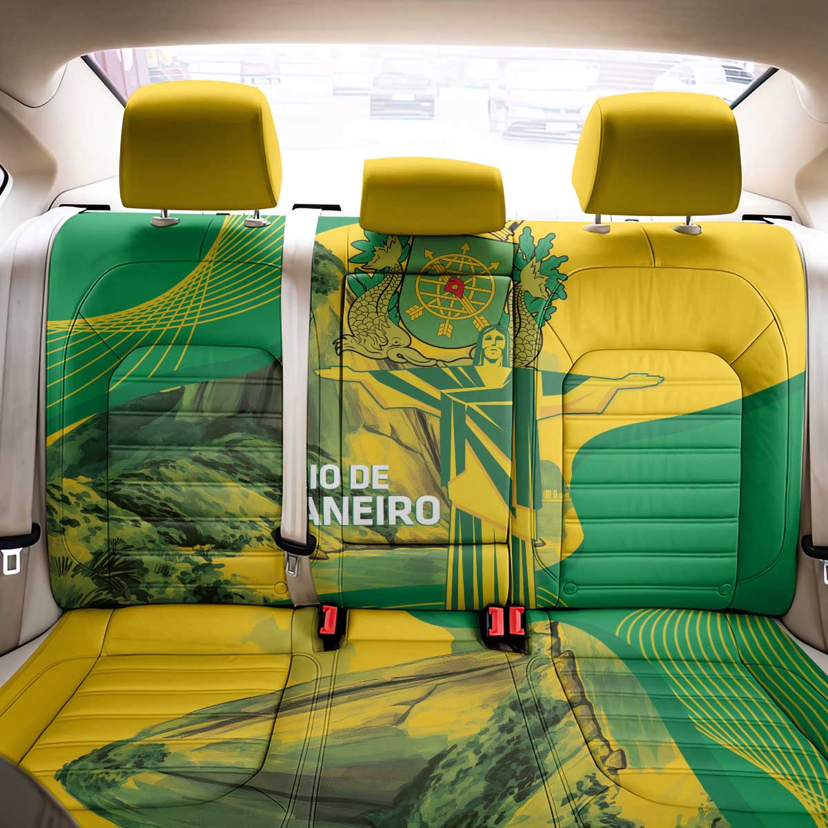 Rio de Janeiro Brazil Back Car Seat Cover Christ the Redeemer Mix Sugarloaf Mountain - Wonder Print Shop