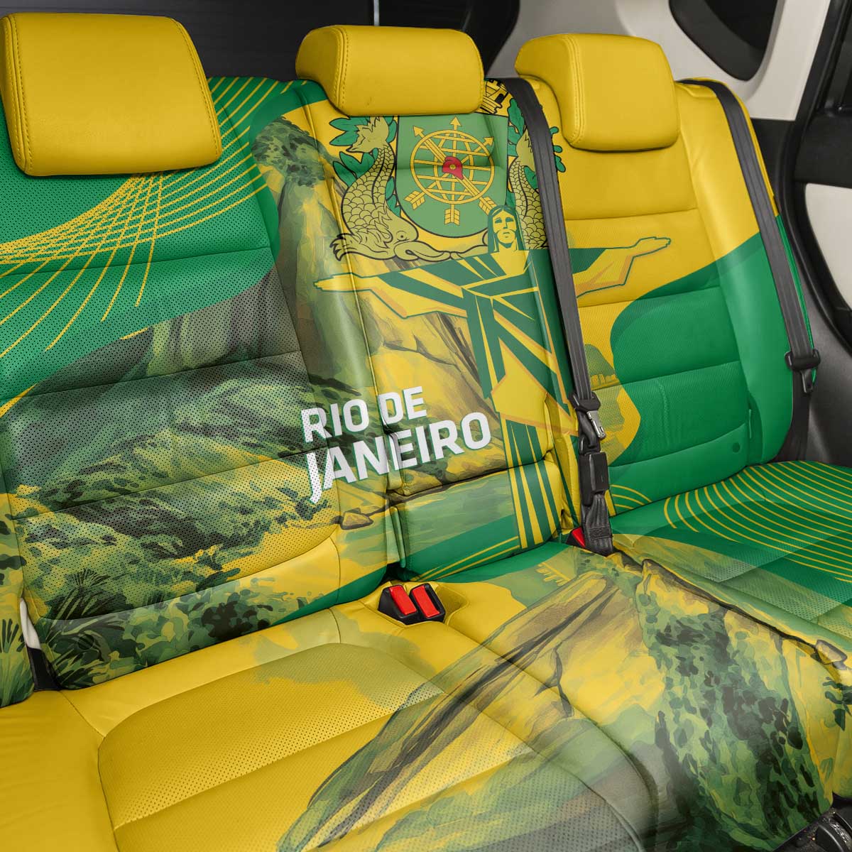 Rio de Janeiro Brazil Back Car Seat Cover Christ the Redeemer Mix Sugarloaf Mountain - Wonder Print Shop
