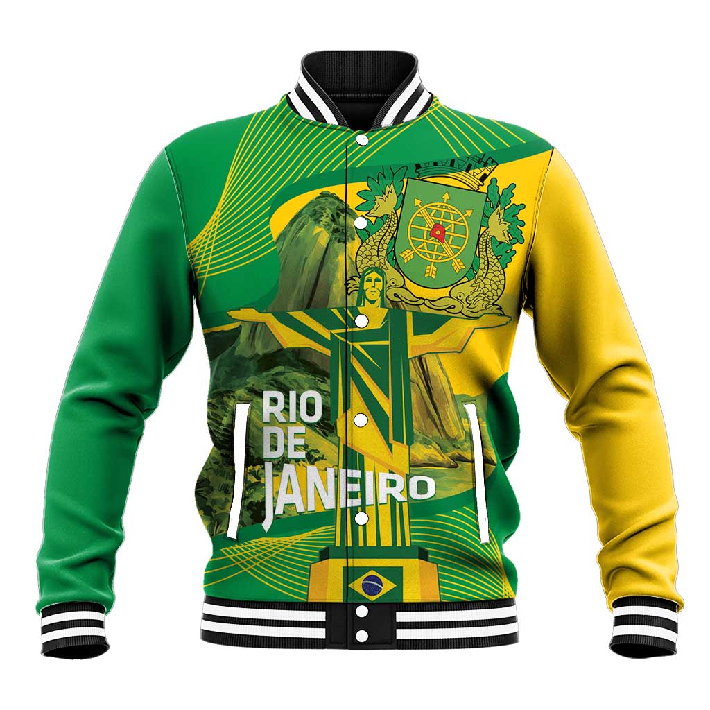 Rio de Janeiro Brazil Baseball Jacket Christ the Redeemer Mix Sugarloaf Mountain - Wonder Print Shop