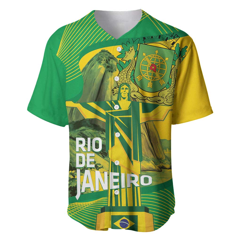 Rio de Janeiro Brazil Baseball Jersey Christ the Redeemer Mix Sugarloaf Mountain - Wonder Print Shop