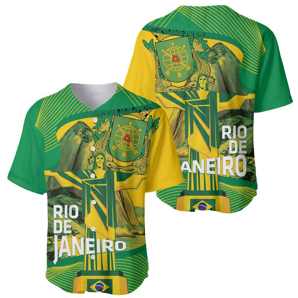 Rio de Janeiro Brazil Baseball Jersey Christ the Redeemer Mix Sugarloaf Mountain - Wonder Print Shop