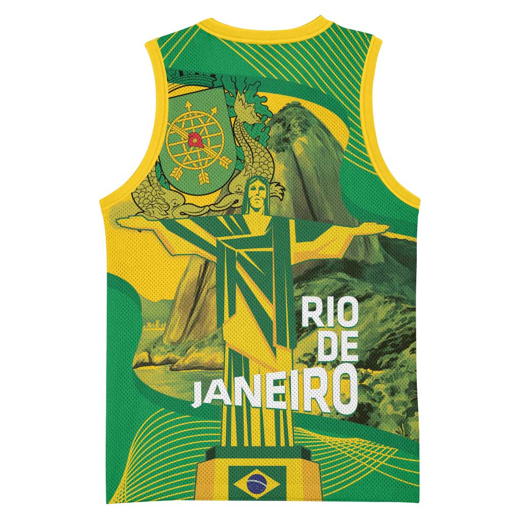 Rio de Janeiro Brazil Basketball Jersey Christ the Redeemer Mix Sugarloaf Mountain - Wonder Print Shop
