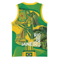 Rio de Janeiro Brazil Basketball Jersey Christ the Redeemer Mix Sugarloaf Mountain - Wonder Print Shop