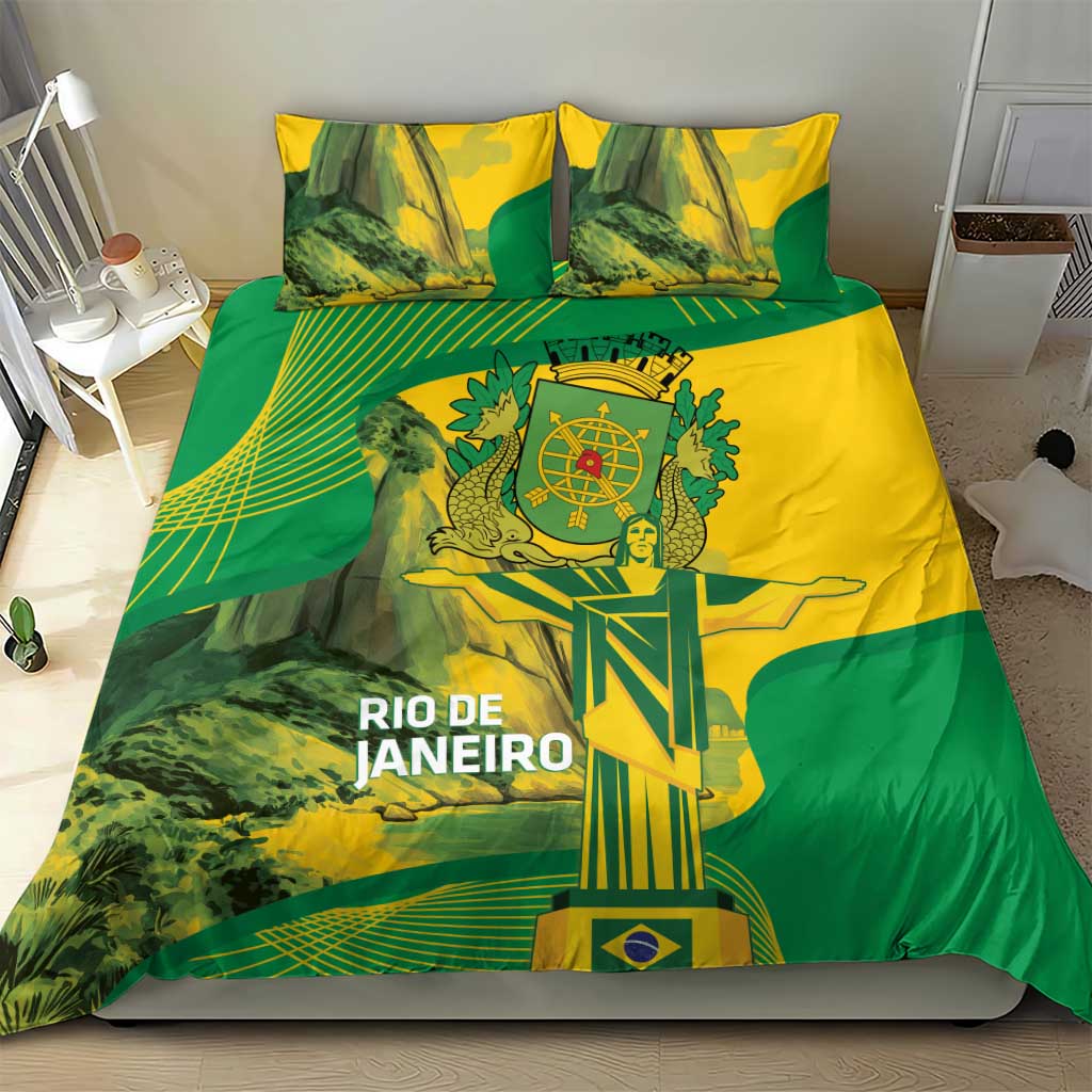 Rio de Janeiro Brazil Bedding Set Christ the Redeemer Mix Sugarloaf Mountain - Wonder Print Shop