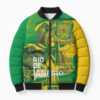 Rio de Janeiro Brazil Bomber Puffer Jacket Christ the Redeemer Mix Sugarloaf Mountain - Wonder Print Shop