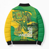 Rio de Janeiro Brazil Bomber Puffer Jacket Christ the Redeemer Mix Sugarloaf Mountain - Wonder Print Shop