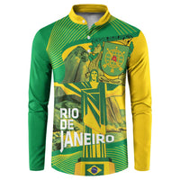 Rio de Janeiro Brazil Button Sweatshirt Christ the Redeemer Mix Sugarloaf Mountain - Wonder Print Shop