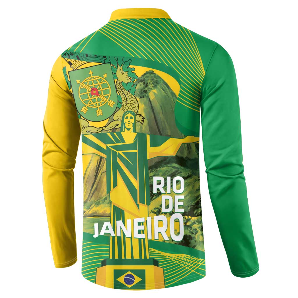 Rio de Janeiro Brazil Button Sweatshirt Christ the Redeemer Mix Sugarloaf Mountain - Wonder Print Shop