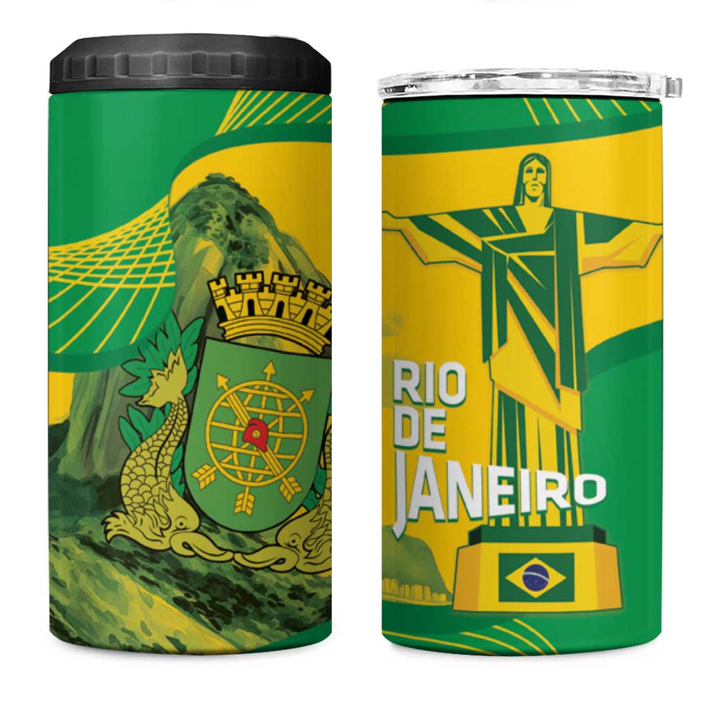 Rio de Janeiro Brazil 4 in 1 Can Cooler Tumbler Christ the Redeemer Mix Sugarloaf Mountain - Wonder Print Shop
