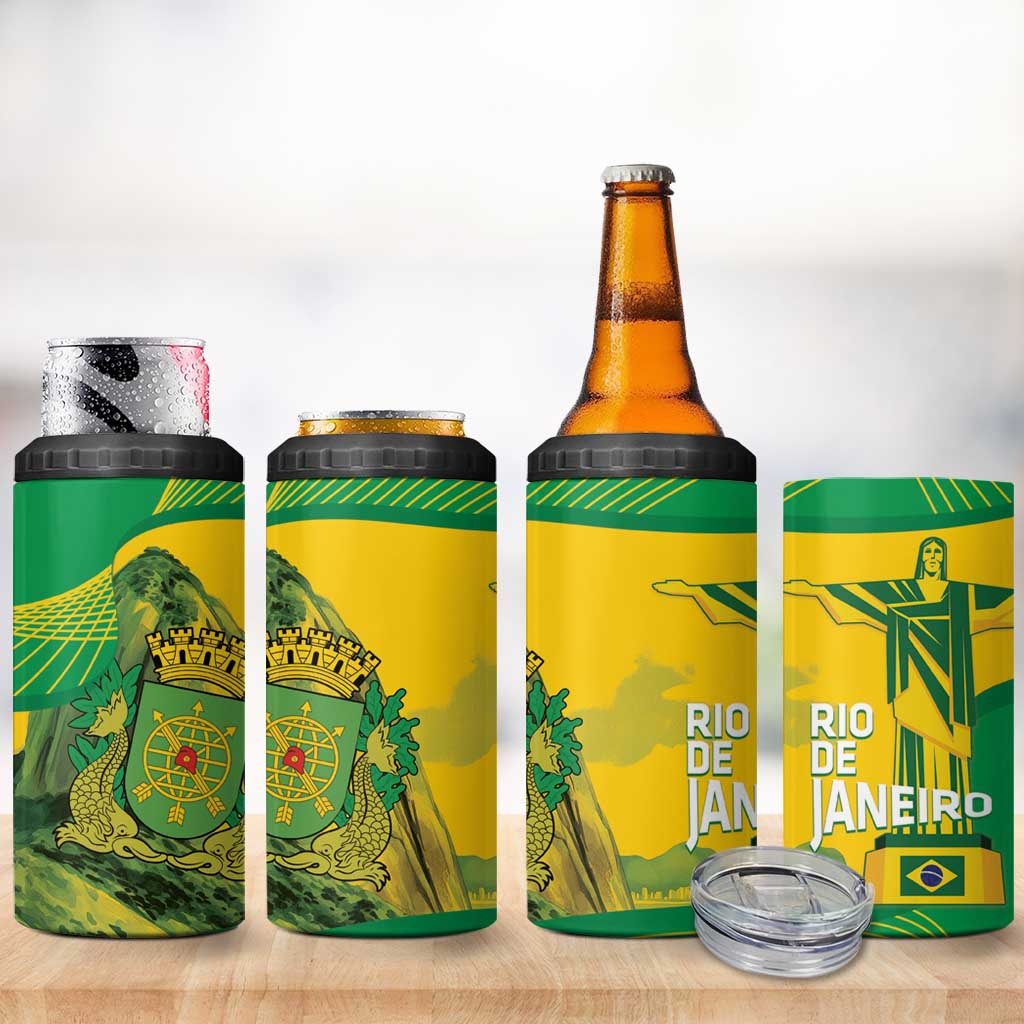 Rio de Janeiro Brazil 4 in 1 Can Cooler Tumbler Christ the Redeemer Mix Sugarloaf Mountain - Wonder Print Shop