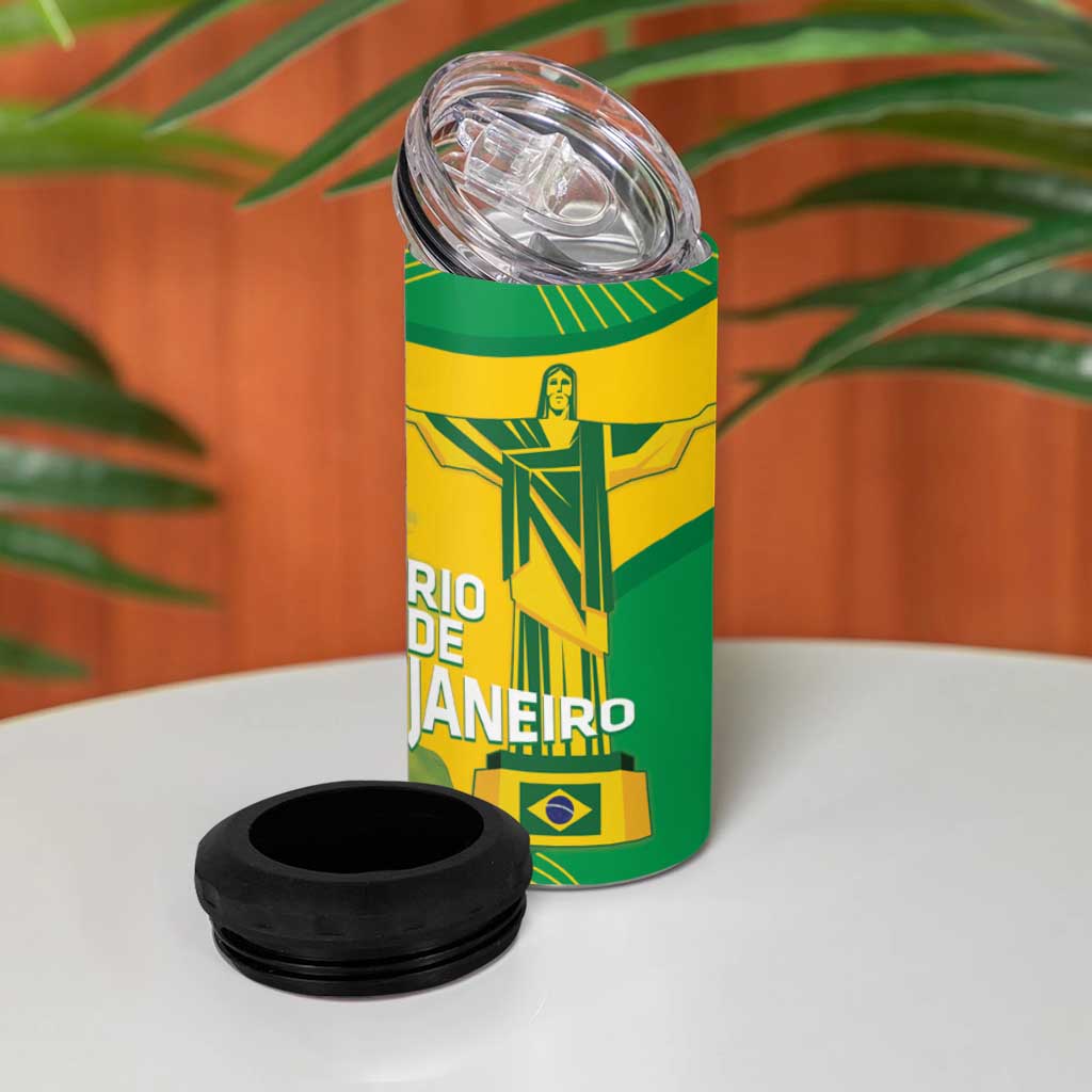 Rio de Janeiro Brazil 4 in 1 Can Cooler Tumbler Christ the Redeemer Mix Sugarloaf Mountain - Wonder Print Shop