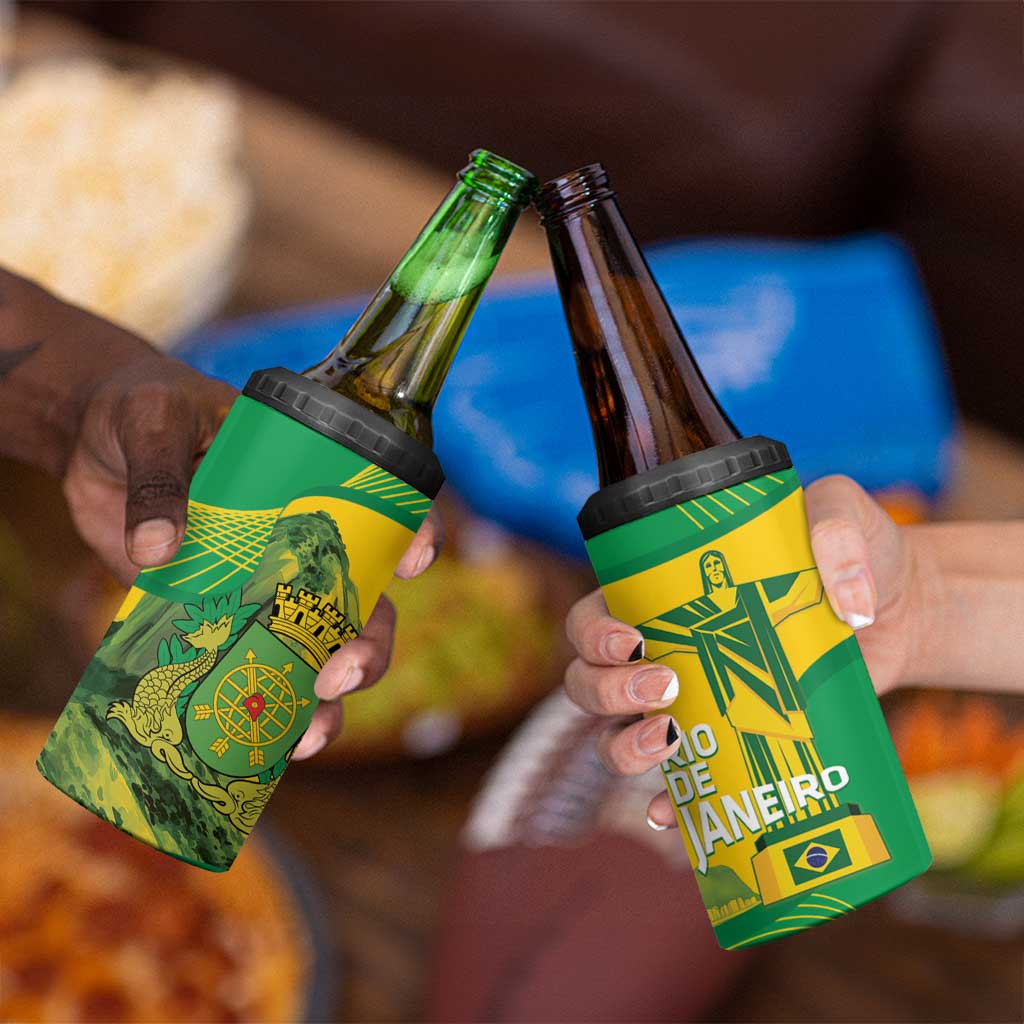 Rio de Janeiro Brazil 4 in 1 Can Cooler Tumbler Christ the Redeemer Mix Sugarloaf Mountain - Wonder Print Shop