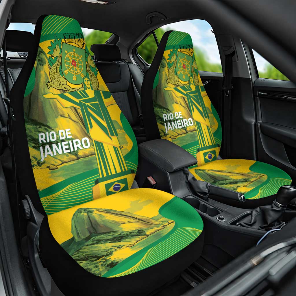 Rio de Janeiro Brazil Car Seat Cover Christ the Redeemer Mix Sugarloaf Mountain - Wonder Print Shop