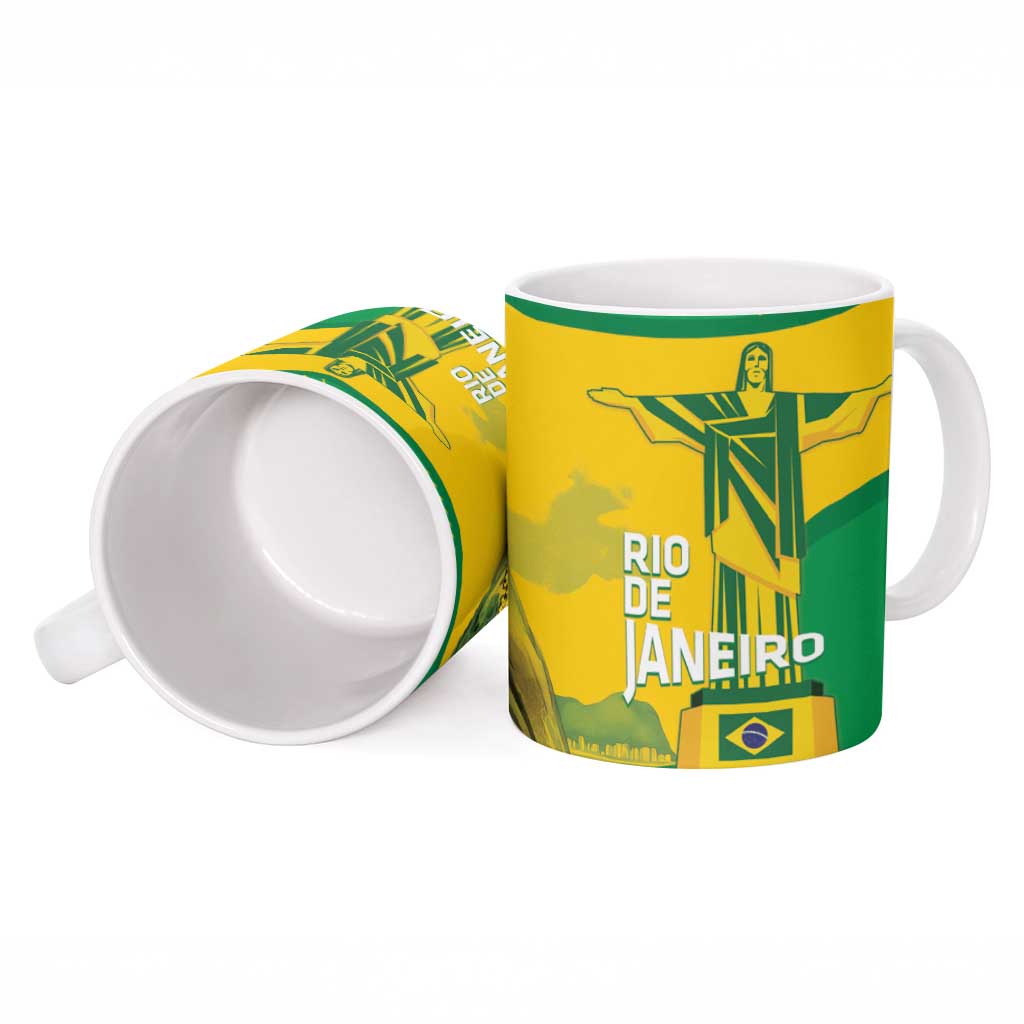 Rio de Janeiro Brazil Ceramic Mug Christ the Redeemer Mix Sugarloaf Mountain - Wonder Print Shop
