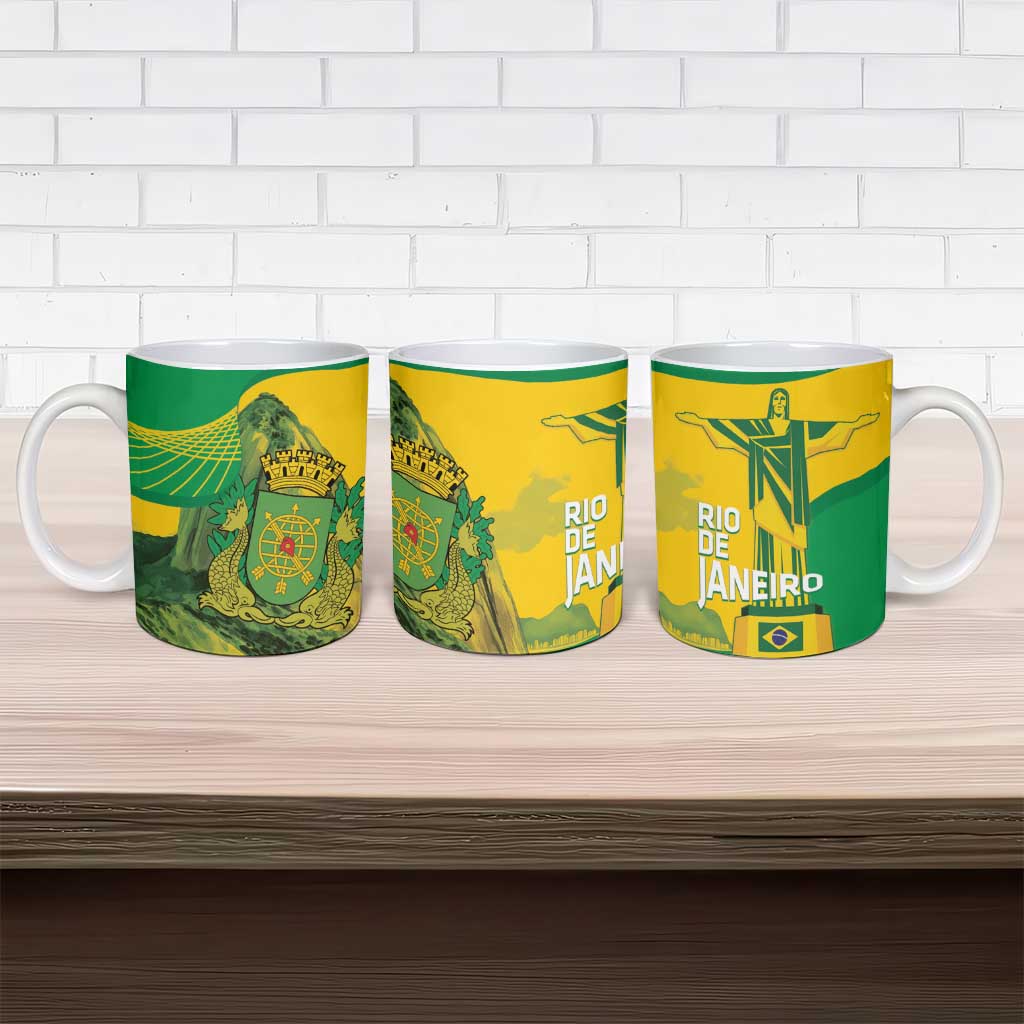 Rio de Janeiro Brazil Ceramic Mug Christ the Redeemer Mix Sugarloaf Mountain - Wonder Print Shop