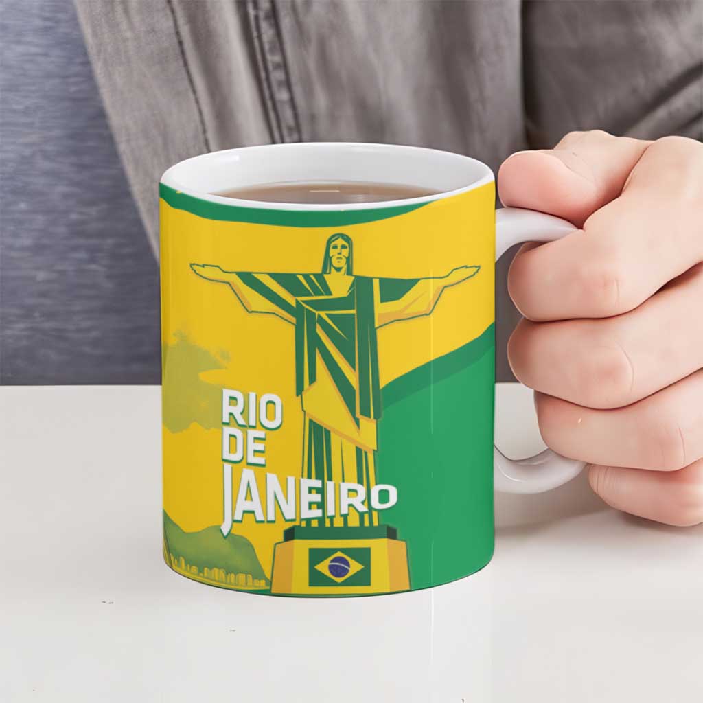 Rio de Janeiro Brazil Ceramic Mug Christ the Redeemer Mix Sugarloaf Mountain - Wonder Print Shop
