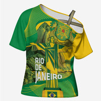 Rio de Janeiro Brazil Cross Shoulder Shirt Christ the Redeemer Mix Sugarloaf Mountain - Wonder Print Shop
