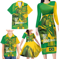 Rio de Janeiro Brazil Family Matching Long Sleeve Bodycon Dress and Hawaiian Shirt Christ the Redeemer Mix Sugarloaf Mountain - Wonder Print Shop