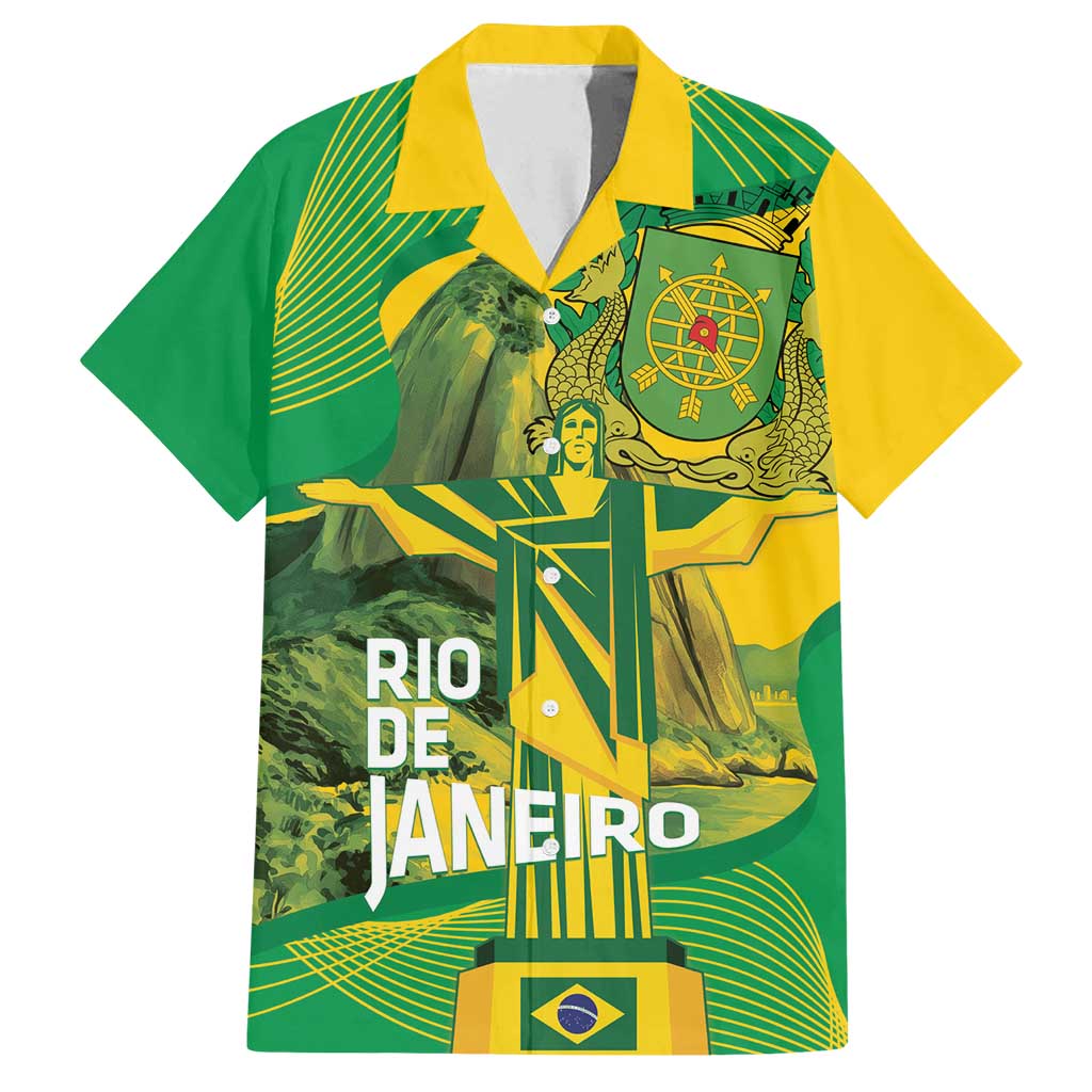 Rio de Janeiro Brazil Family Matching Off Shoulder Maxi Dress and Hawaiian Shirt Christ the Redeemer Mix Sugarloaf Mountain - Wonder Print Shop