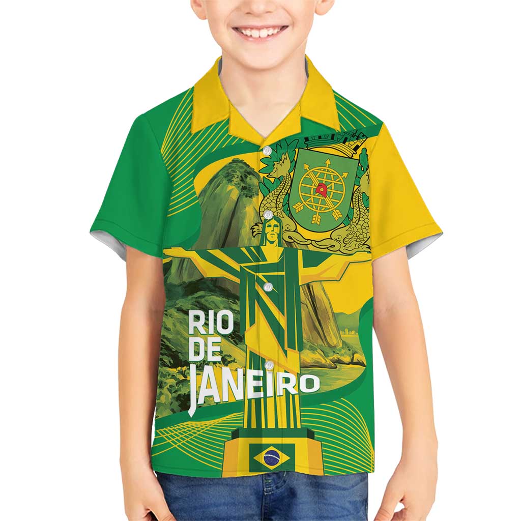 Rio de Janeiro Brazil Family Matching Off Shoulder Maxi Dress and Hawaiian Shirt Christ the Redeemer Mix Sugarloaf Mountain - Wonder Print Shop