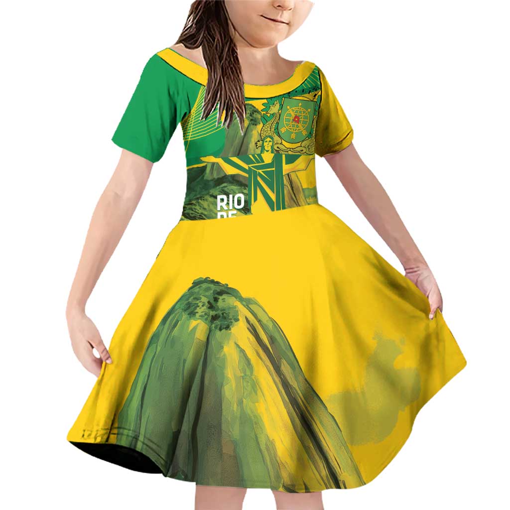 Rio de Janeiro Brazil Family Matching Off Shoulder Short Dress and Hawaiian Shirt Christ the Redeemer Mix Sugarloaf Mountain - Wonder Print Shop