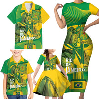 Rio de Janeiro Brazil Family Matching Short Sleeve Bodycon Dress and Hawaiian Shirt Christ the Redeemer Mix Sugarloaf Mountain - Wonder Print Shop