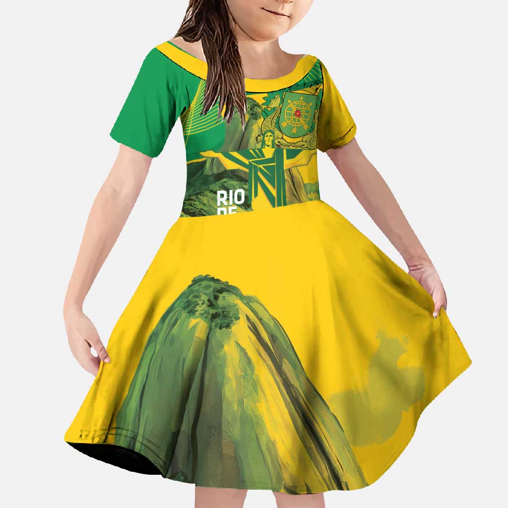 Rio de Janeiro Brazil Family Matching Summer Maxi Dress and Hawaiian Shirt Christ the Redeemer Mix Sugarloaf Mountain - Wonder Print Shop