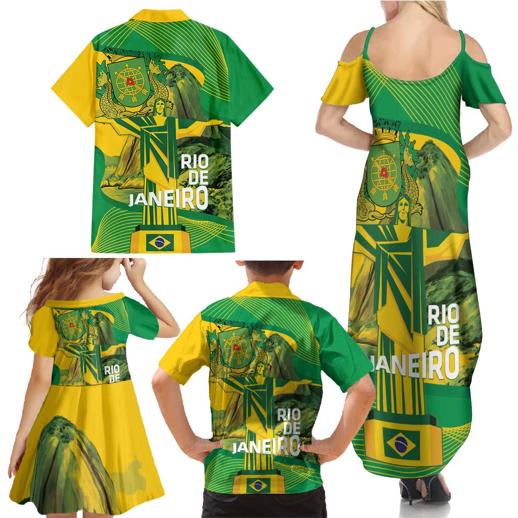 Rio de Janeiro Brazil Family Matching Summer Maxi Dress and Hawaiian Shirt Christ the Redeemer Mix Sugarloaf Mountain - Wonder Print Shop