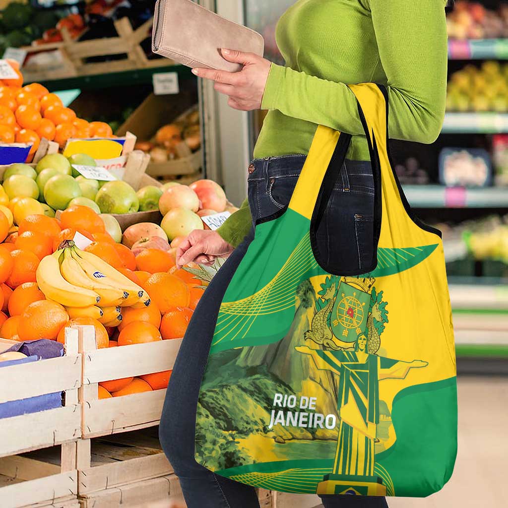 Rio de Janeiro Brazil Grocery Bag Christ the Redeemer Mix Sugarloaf Mountain - Wonder Print Shop