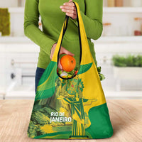 Rio de Janeiro Brazil Grocery Bag Christ the Redeemer Mix Sugarloaf Mountain - Wonder Print Shop