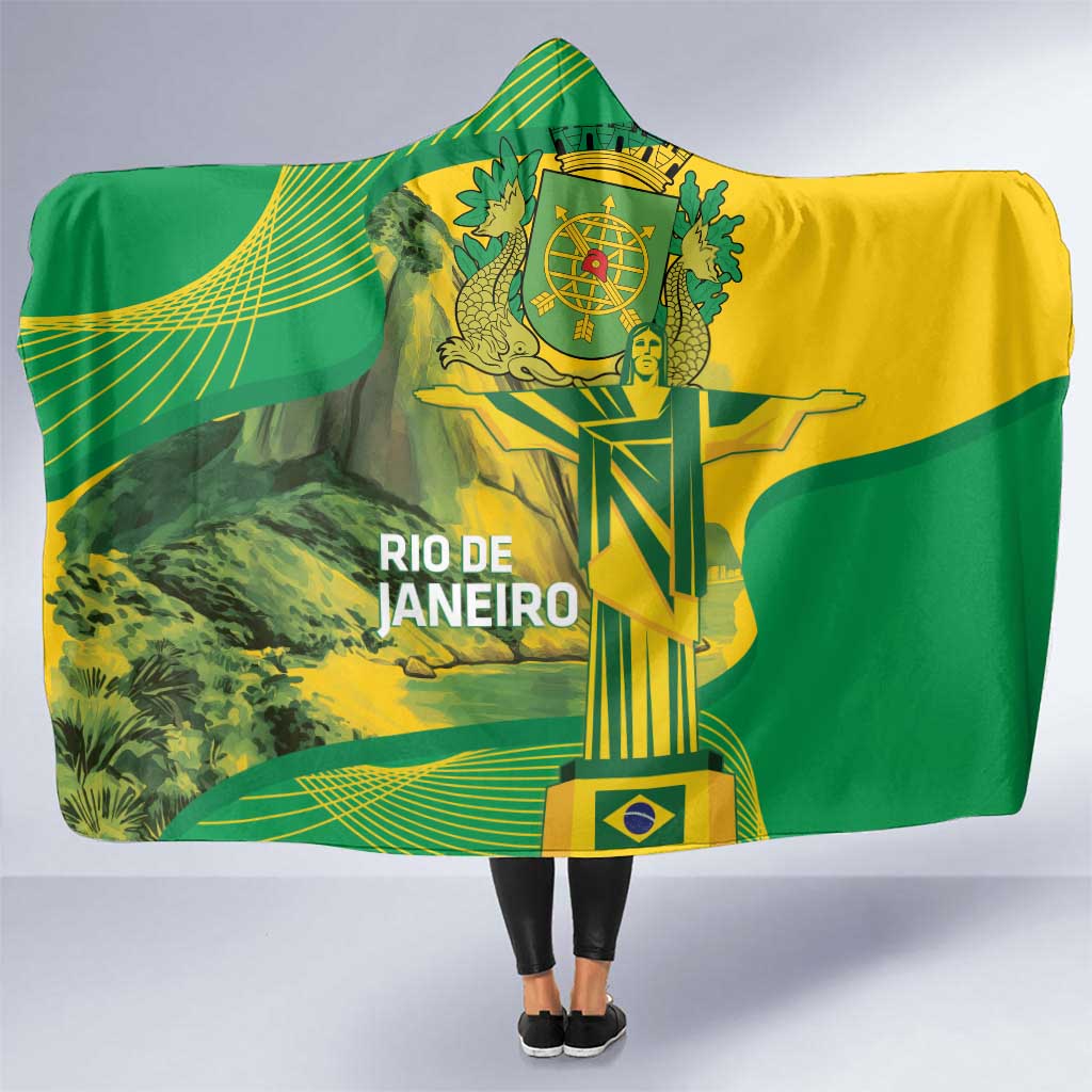 Rio de Janeiro Brazil Hooded Blanket Christ the Redeemer Mix Sugarloaf Mountain - Wonder Print Shop