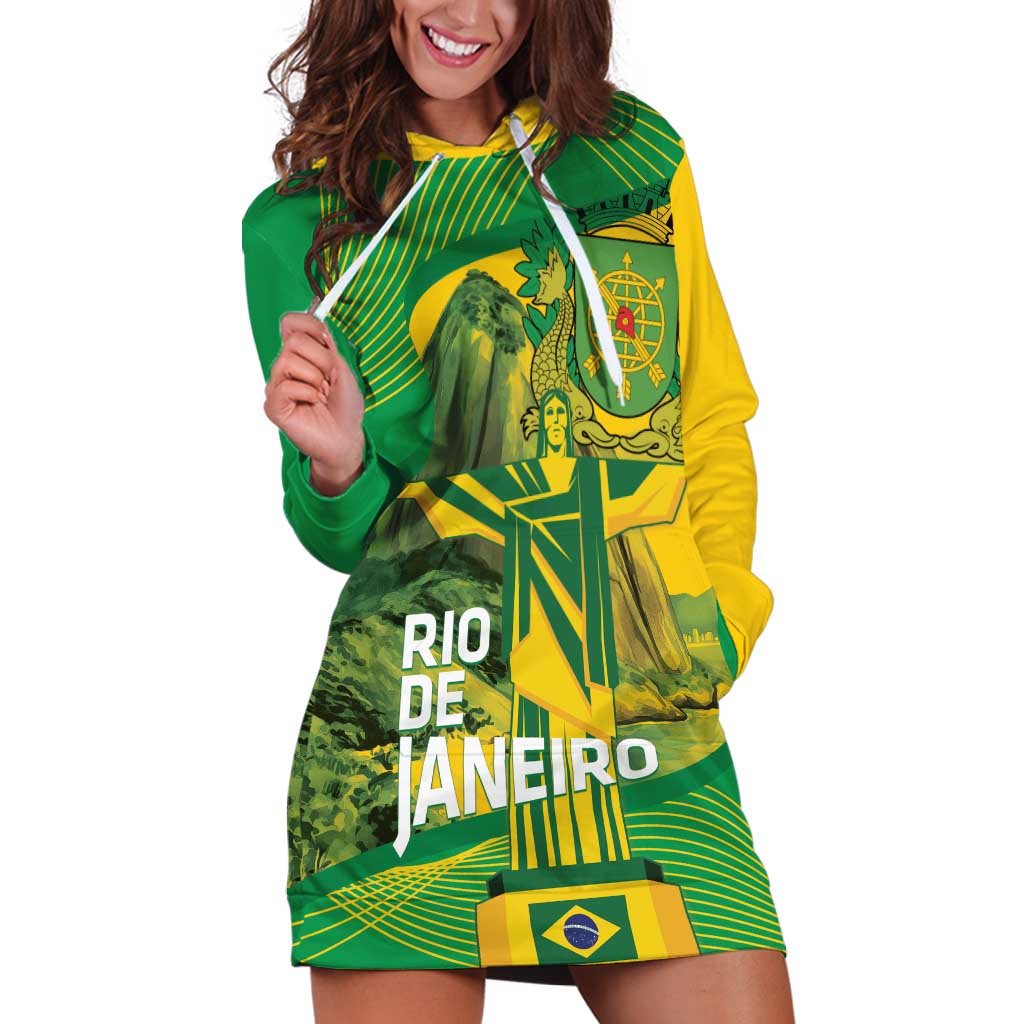 Rio de Janeiro Brazil Hoodie Dress Christ the Redeemer Mix Sugarloaf Mountain - Wonder Print Shop