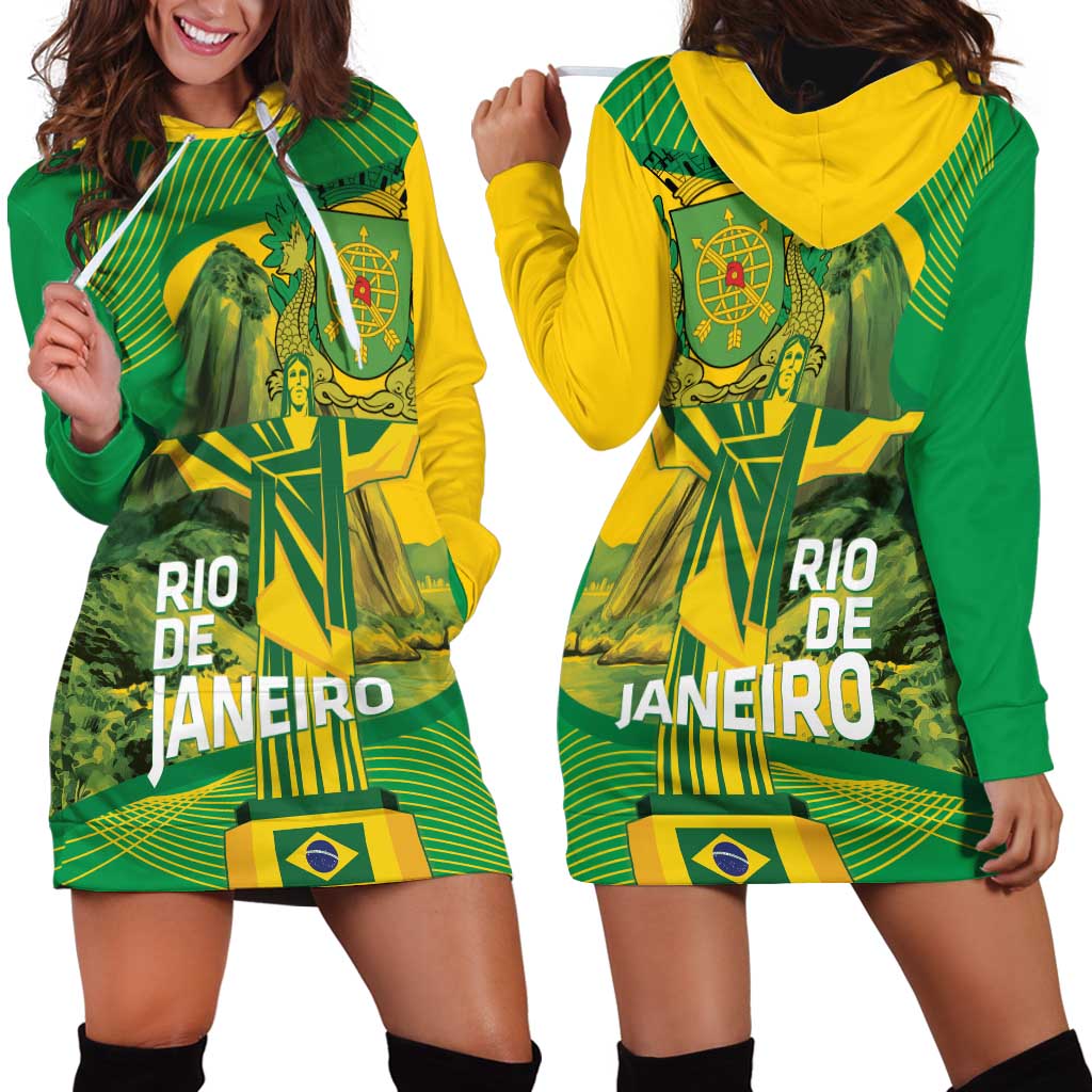 Rio de Janeiro Brazil Hoodie Dress Christ the Redeemer Mix Sugarloaf Mountain - Wonder Print Shop