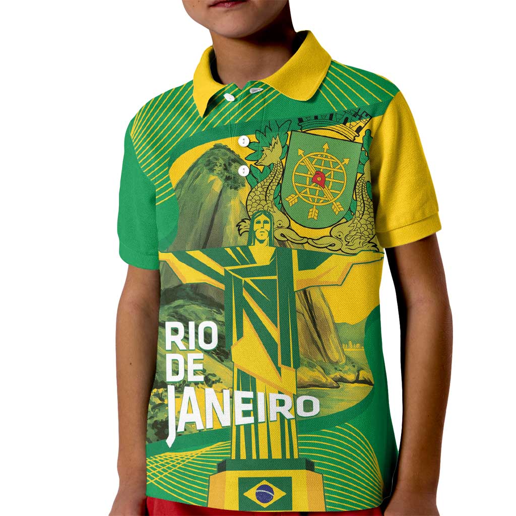 Rio de Janeiro Brazil Kid Polo Shirt Christ the Redeemer Mix Sugarloaf Mountain - Wonder Print Shop