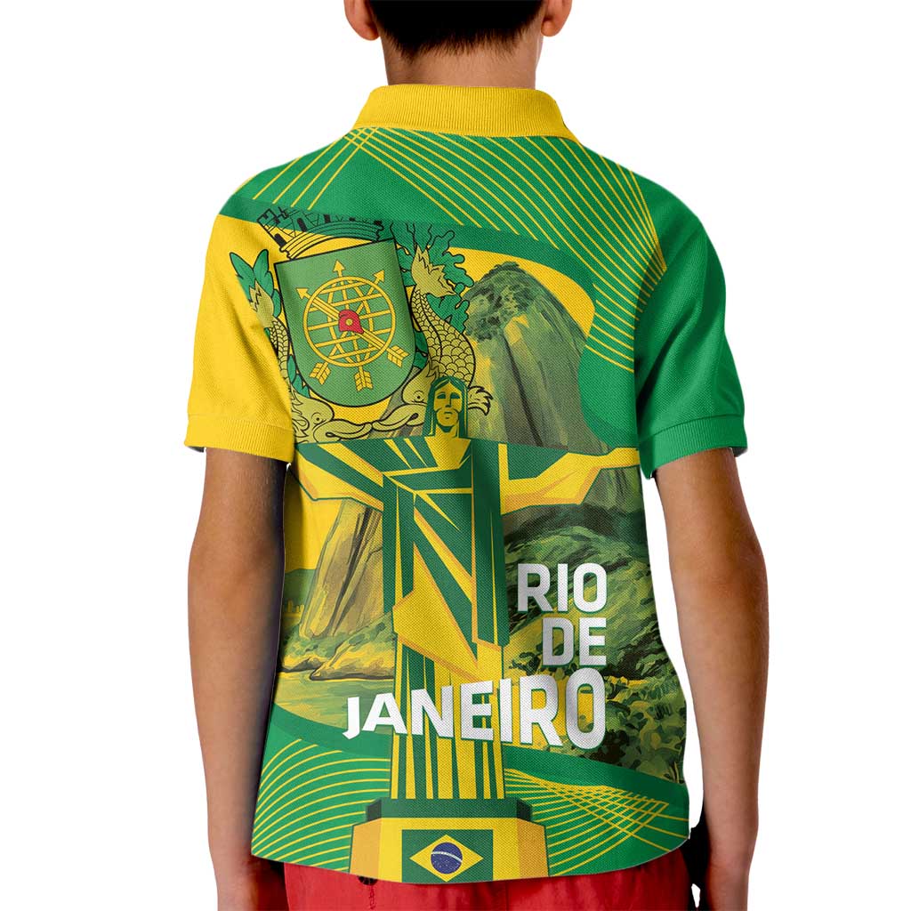 Rio de Janeiro Brazil Kid Polo Shirt Christ the Redeemer Mix Sugarloaf Mountain - Wonder Print Shop
