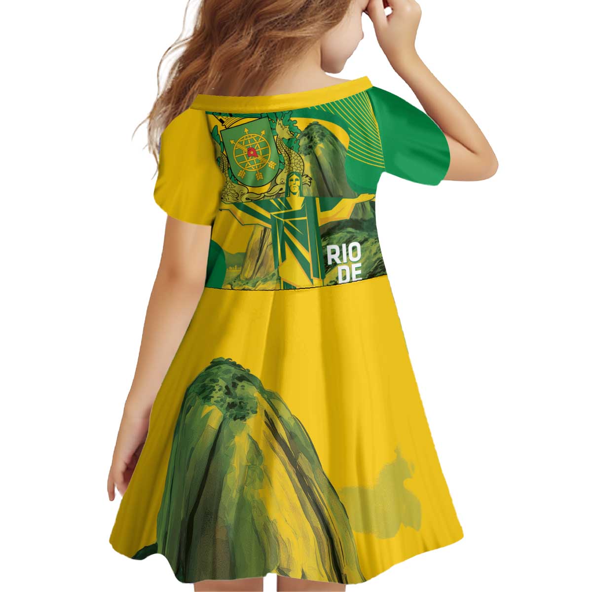 Rio de Janeiro Brazil Kid Short Sleeve Dress Christ the Redeemer Mix Sugarloaf Mountain - Wonder Print Shop