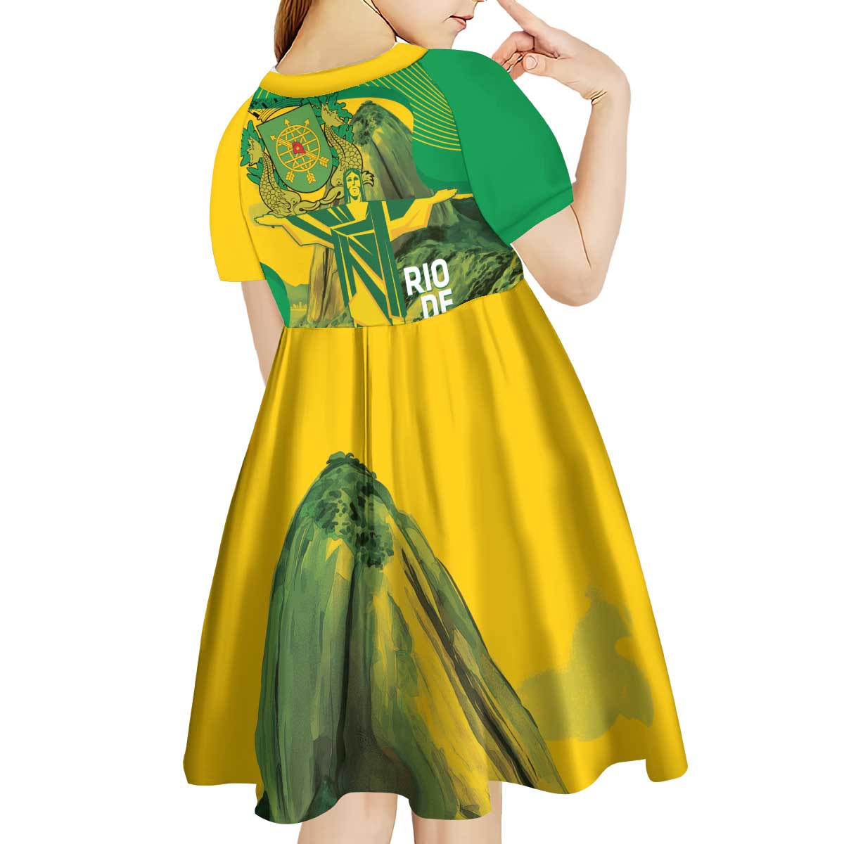 Rio de Janeiro Brazil Kid Short Sleeve Dress Christ the Redeemer Mix Sugarloaf Mountain - Wonder Print Shop