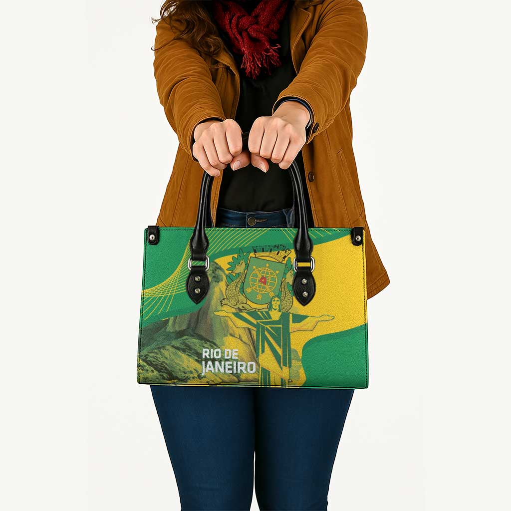 Rio de Janeiro Brazil Leather Bag Christ the Redeemer Mix Sugarloaf Mountain - Wonder Print Shop