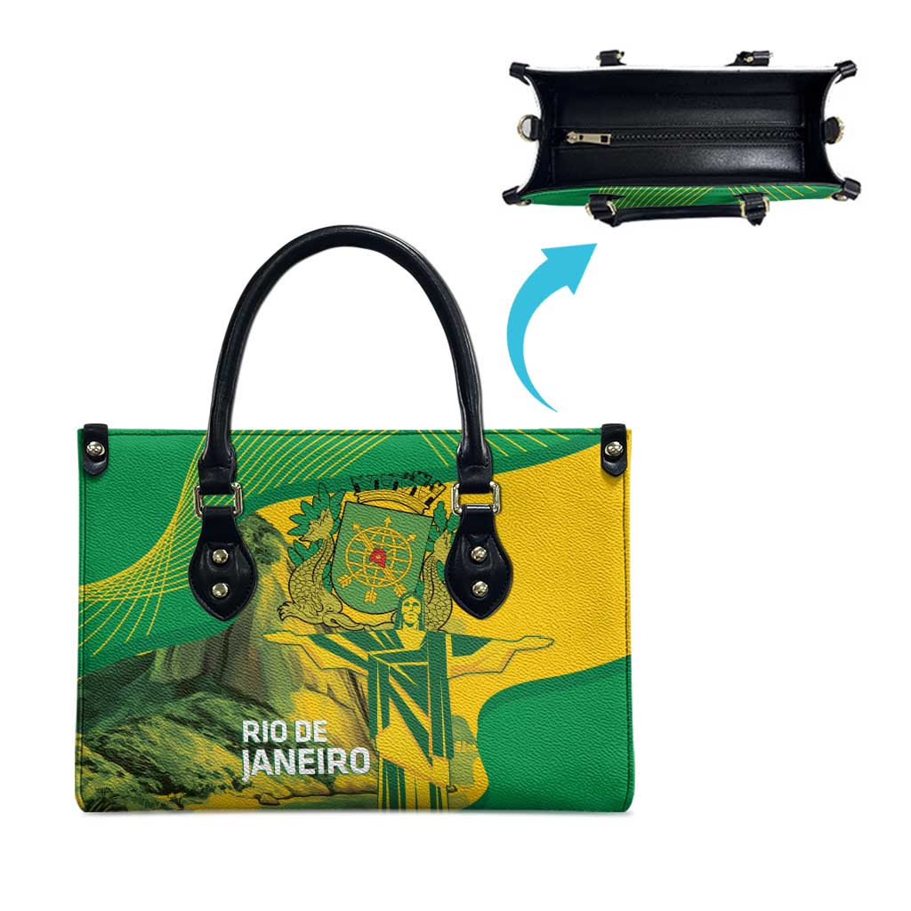 Rio de Janeiro Brazil Leather Bag Christ the Redeemer Mix Sugarloaf Mountain - Wonder Print Shop