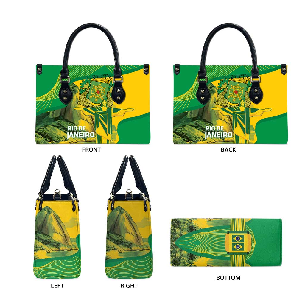Rio de Janeiro Brazil Leather Bag Christ the Redeemer Mix Sugarloaf Mountain - Wonder Print Shop